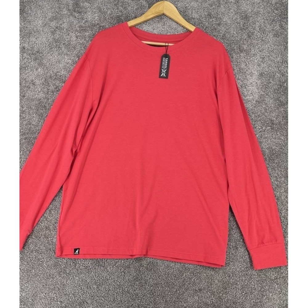 Kangol Mens XXL Red Long Sleeve Crew Neck Logo T-Shirt Cotton NWT